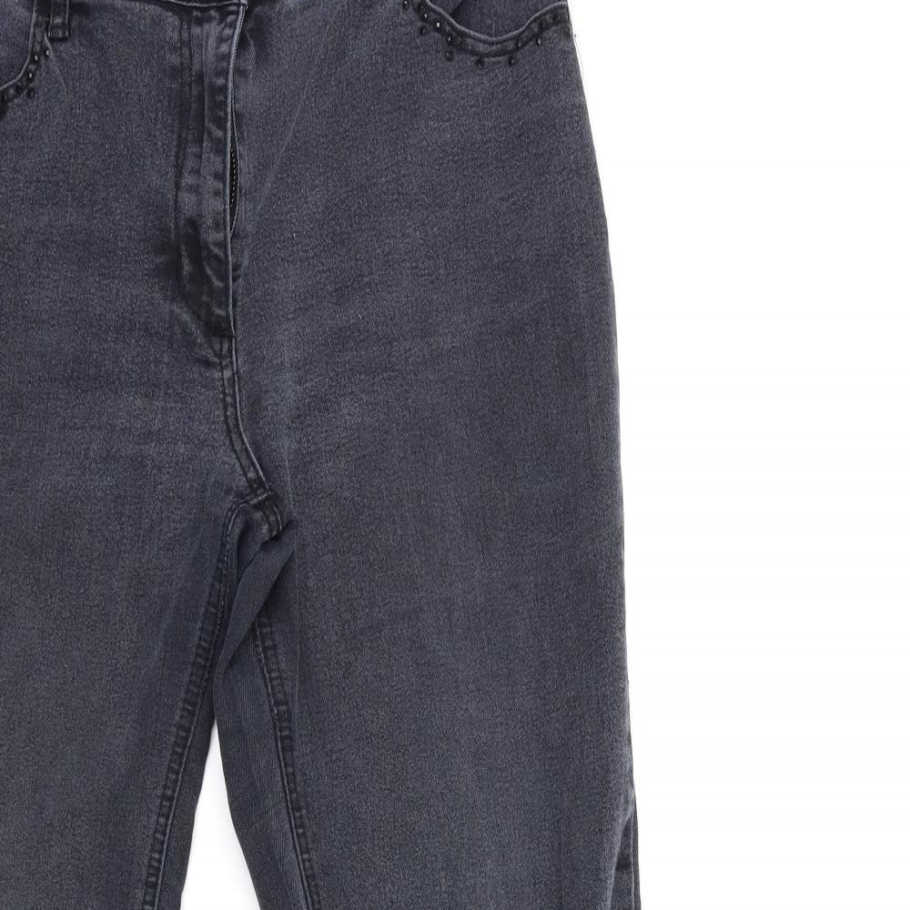 DASH Womens Black  Denim Straight Jeans Size 14 L28 in