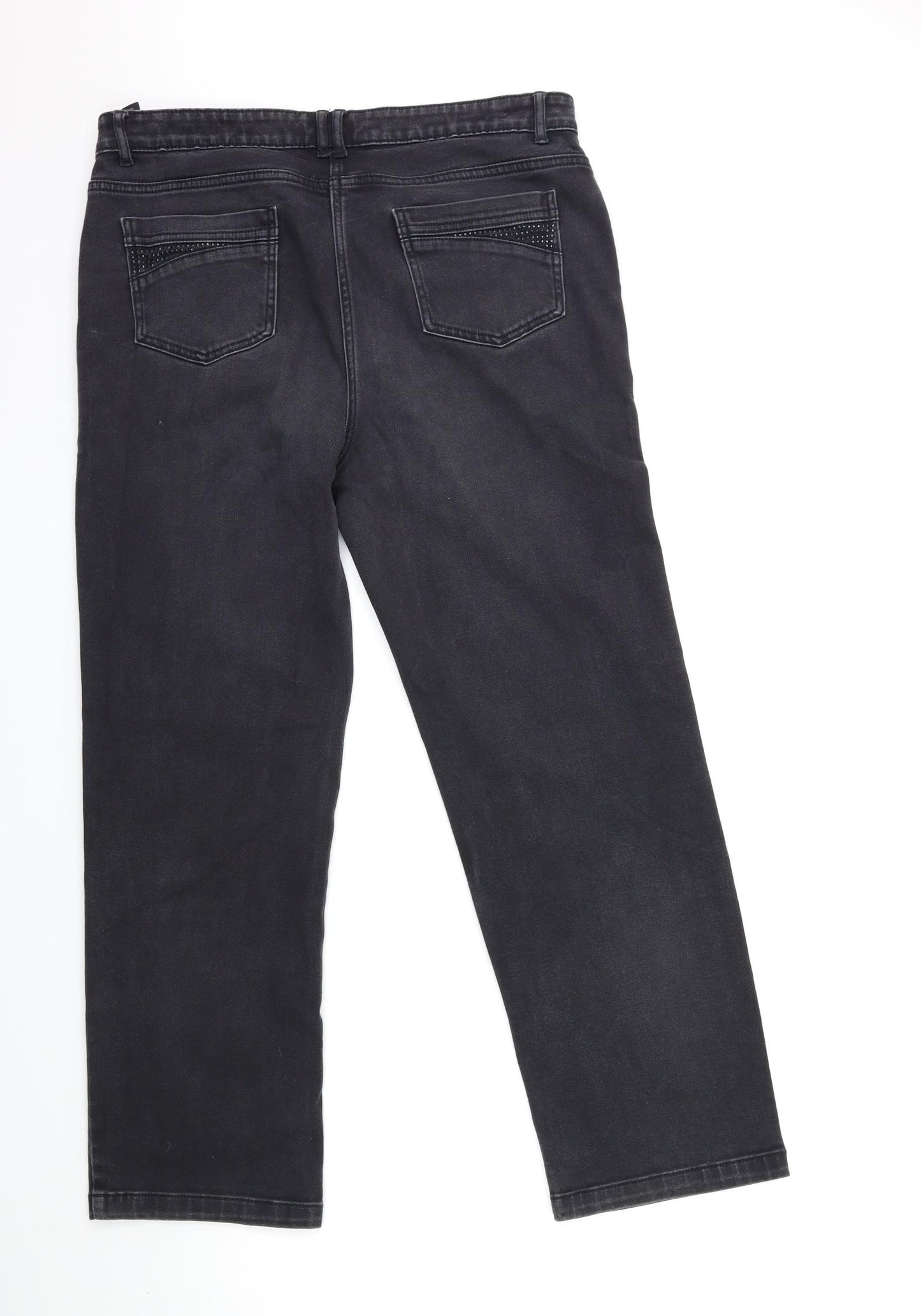 Per Una Womens Grey  Denim Straight Jeans Size 16 L27 in