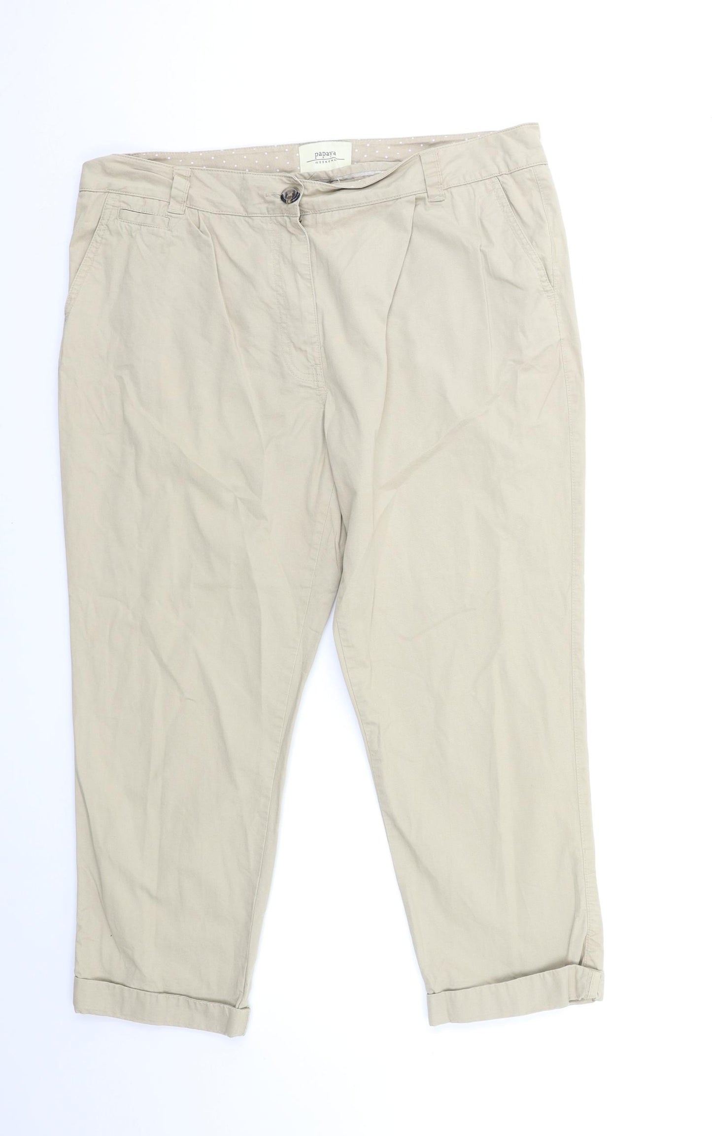 Papaya Womens Beige   Chino Trousers Size 16 L27 in