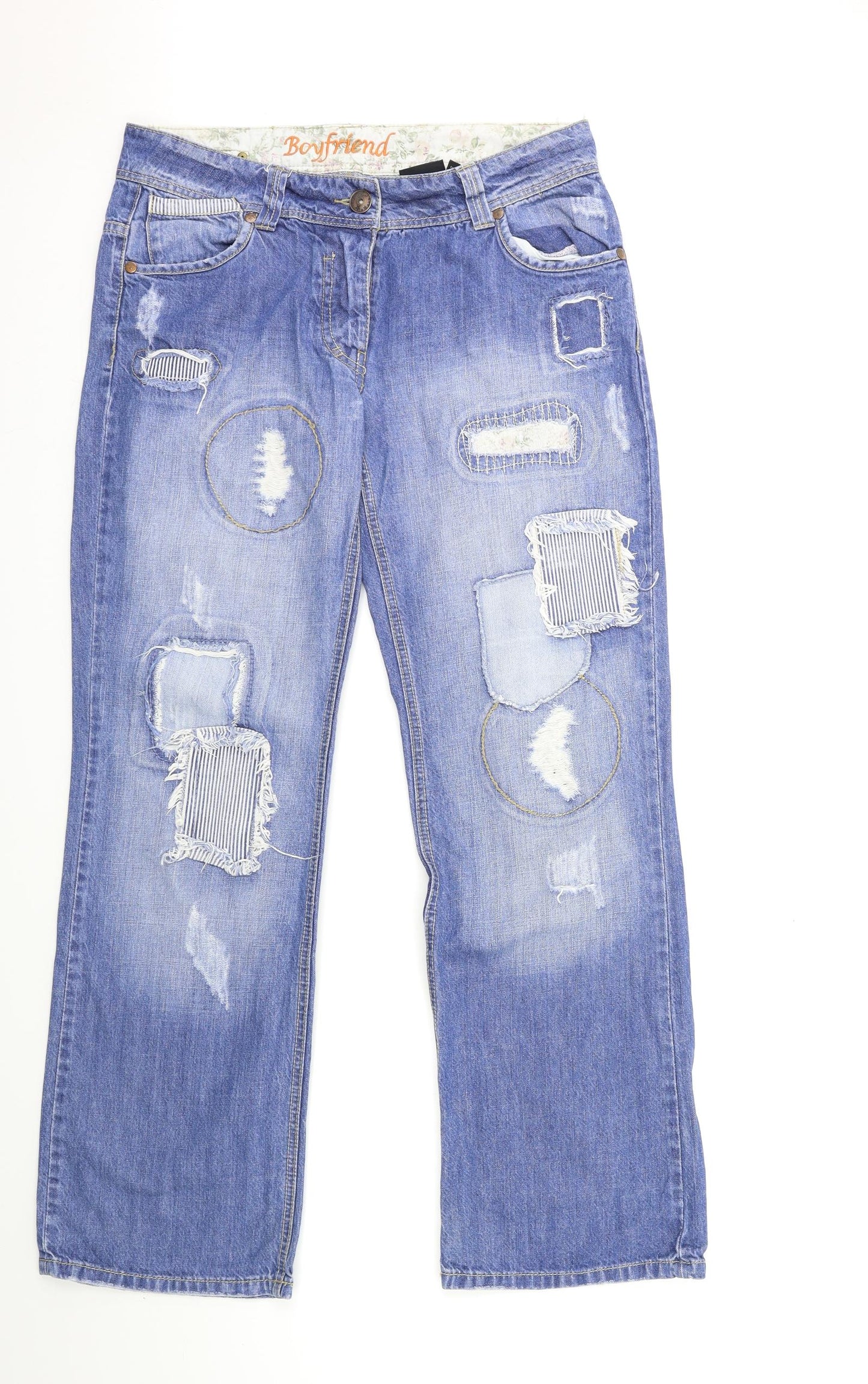 NEXT Womens Blue  Denim Wide-Leg Jeans Size 12 L32 in