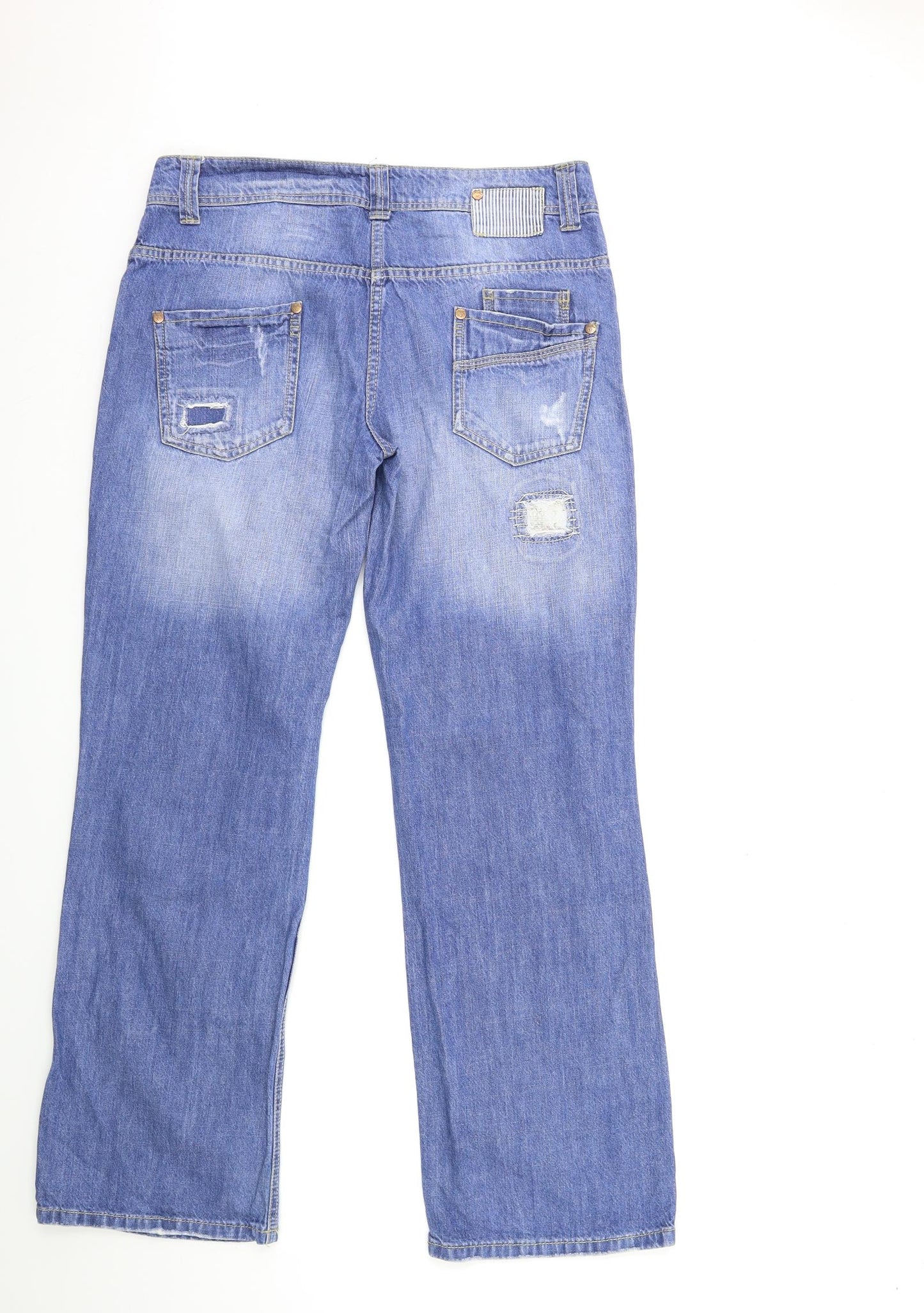 NEXT Womens Blue  Denim Wide-Leg Jeans Size 12 L32 in