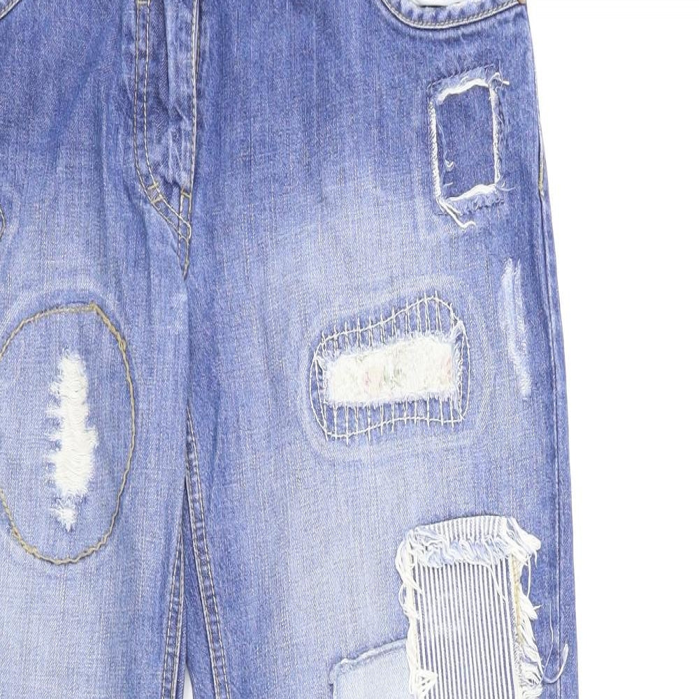 NEXT Womens Blue  Denim Wide-Leg Jeans Size 12 L32 in