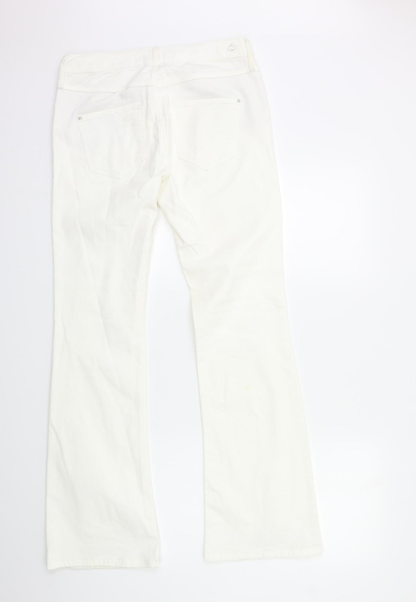 River Island Womens White  Denim Flared Jeans Size 12 L31 in
