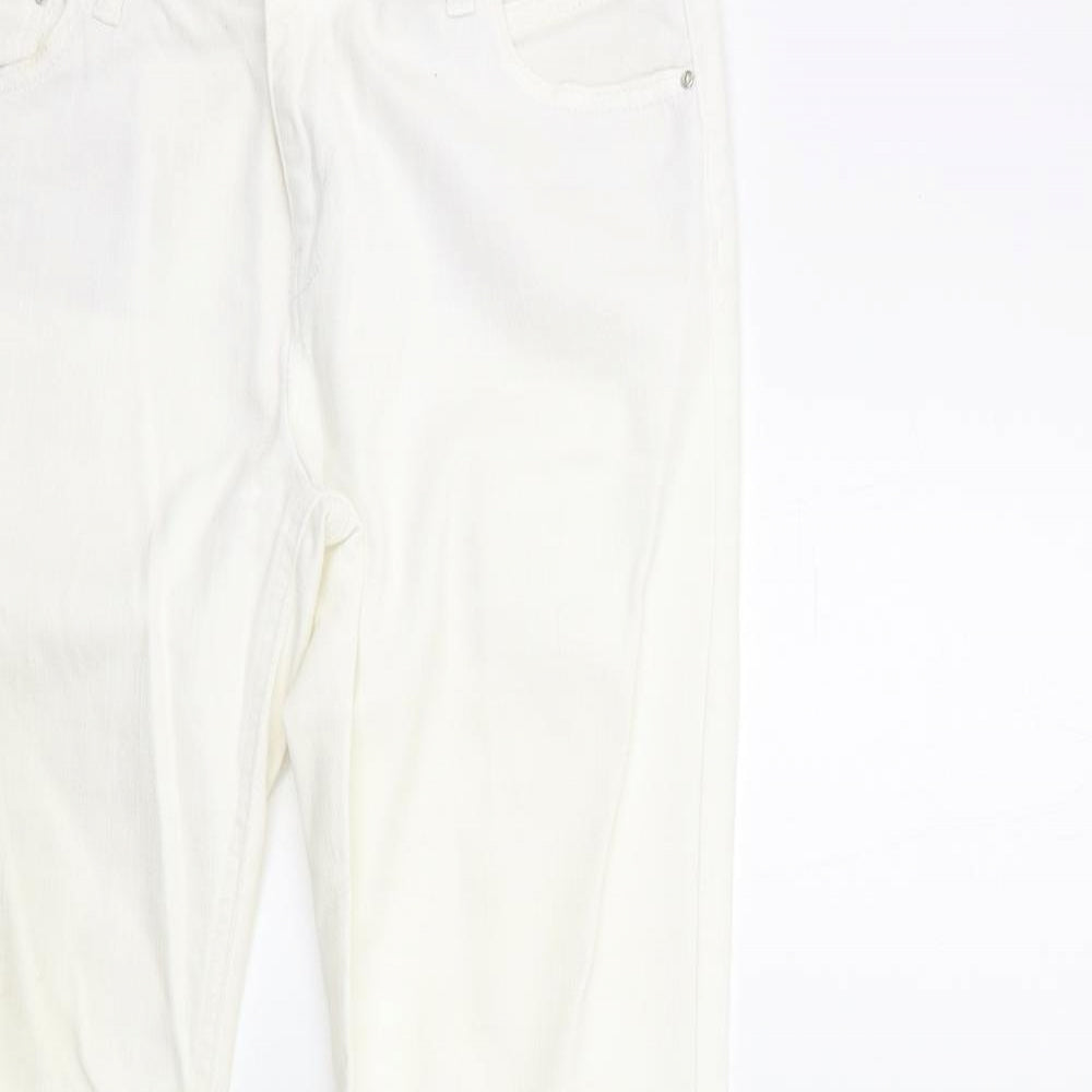 River Island Womens White  Denim Flared Jeans Size 12 L31 in