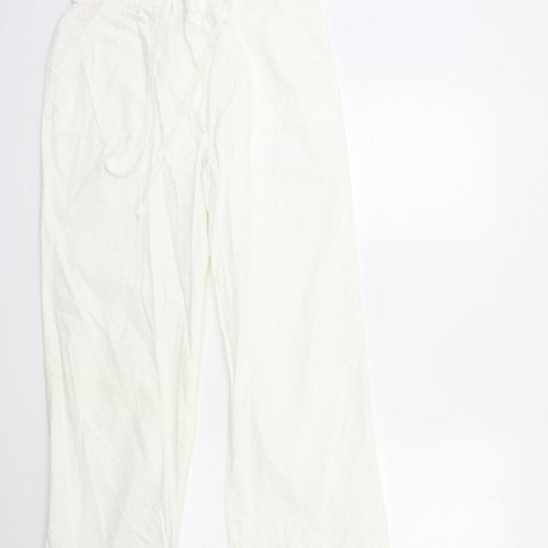 Marks and Spencer Womens White   Cargo Trousers Size 14 L28 in