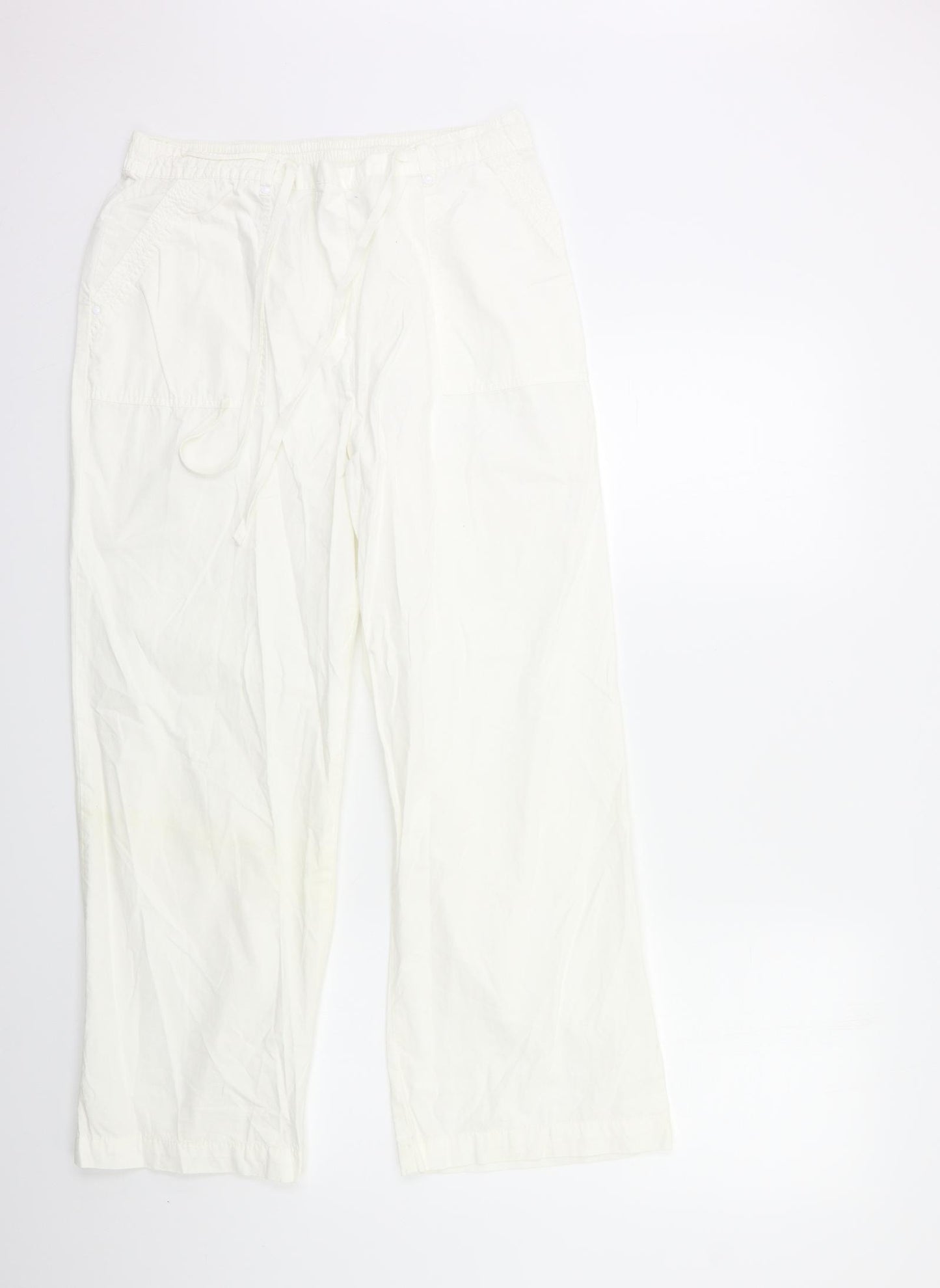Marks and Spencer Womens White   Cargo Trousers Size 14 L28 in