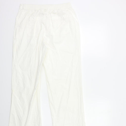 Marks and Spencer Womens White   Cargo Trousers Size 14 L28 in
