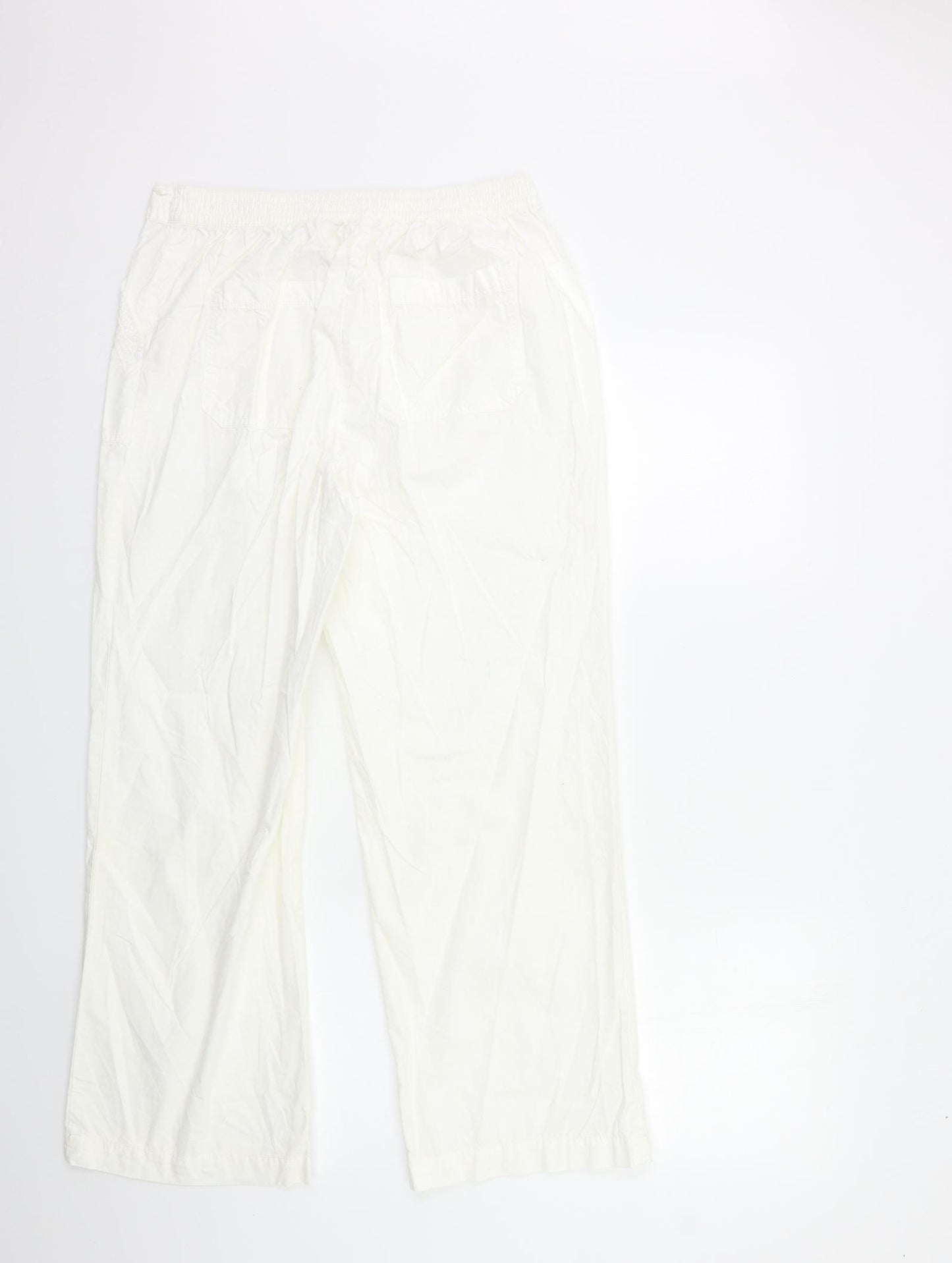 Marks and Spencer Womens White   Cargo Trousers Size 14 L28 in