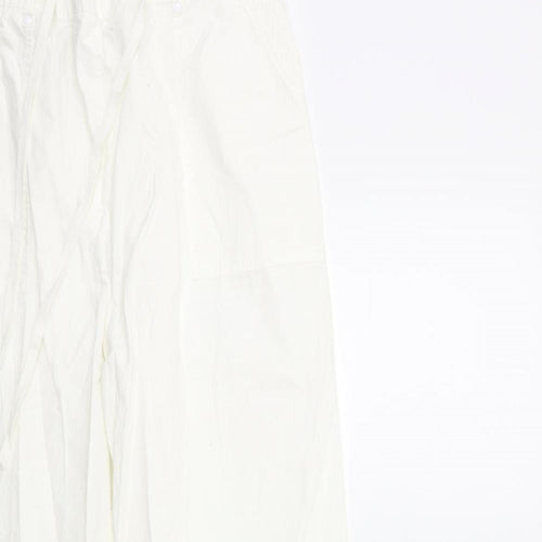 Marks and Spencer Womens White   Cargo Trousers Size 14 L28 in