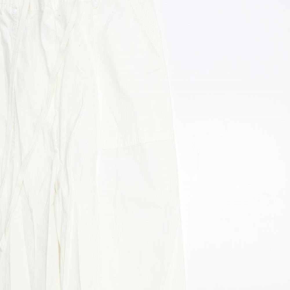 Marks and Spencer Womens White   Cargo Trousers Size 14 L28 in