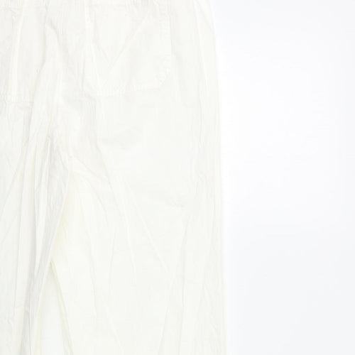 Marks and Spencer Womens White   Cargo Trousers Size 14 L28 in