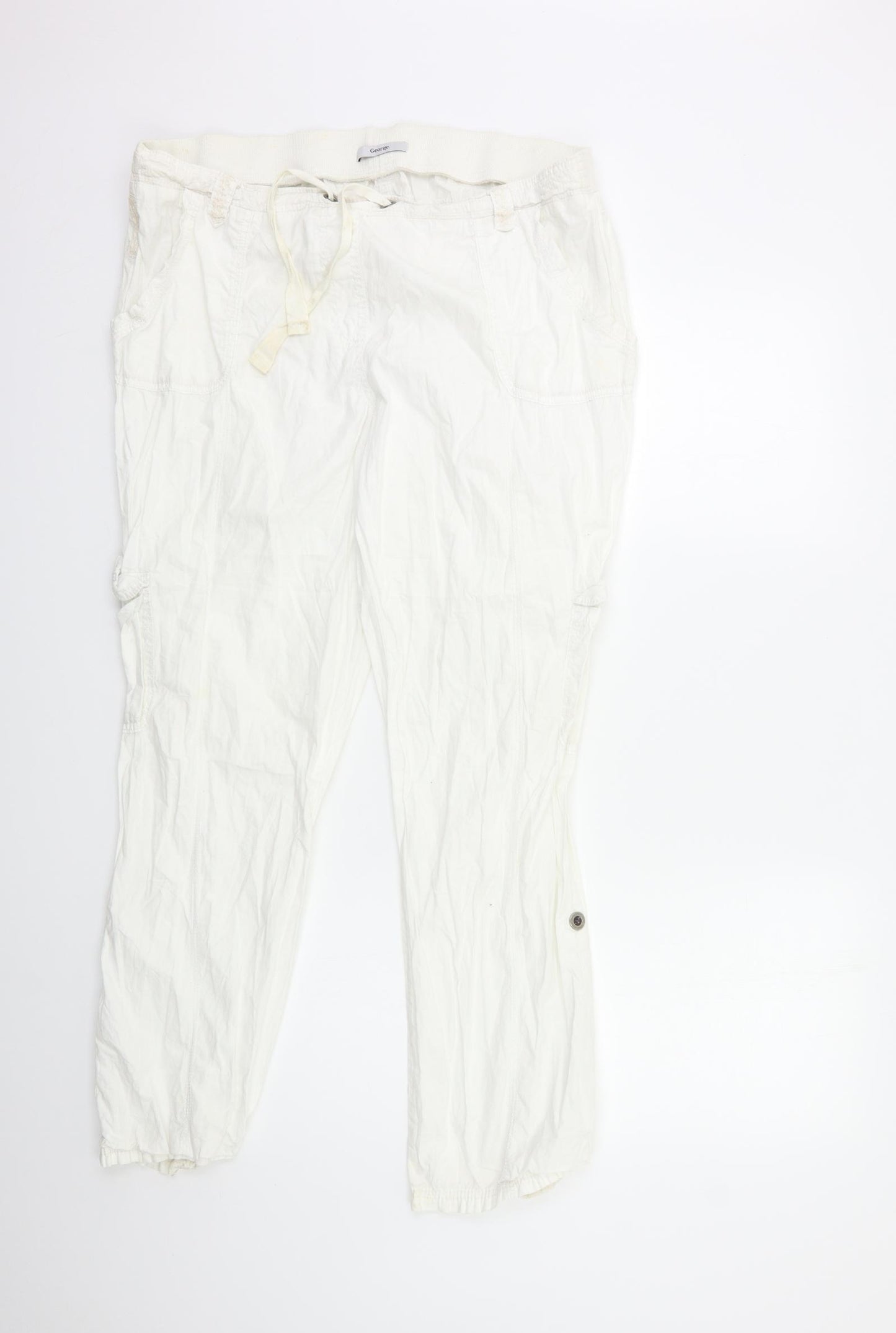 George Womens White   Cargo Trousers Size 18 L29 in