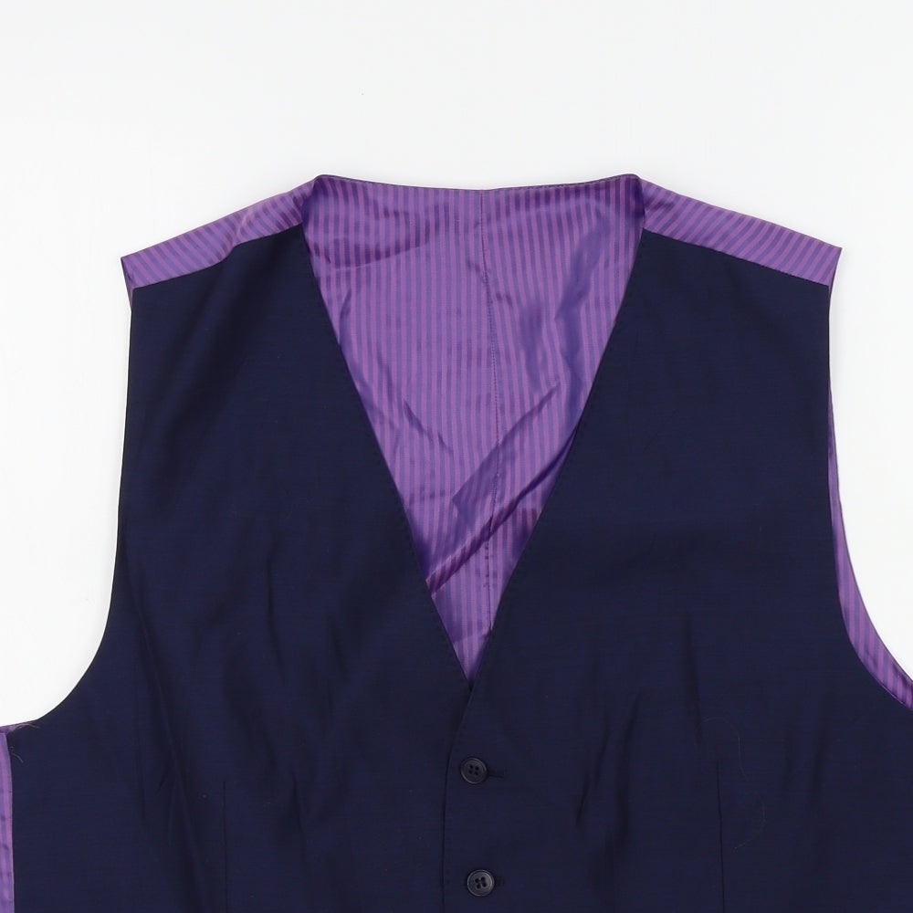 M&S Mens Blue   Jacket Suit Waistcoat Size L