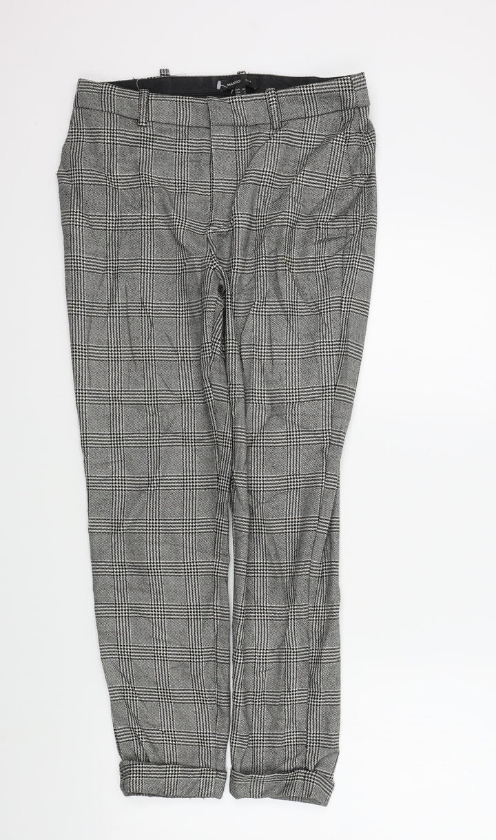 Mango Womens Black Check Trousers Size 32 L26 in