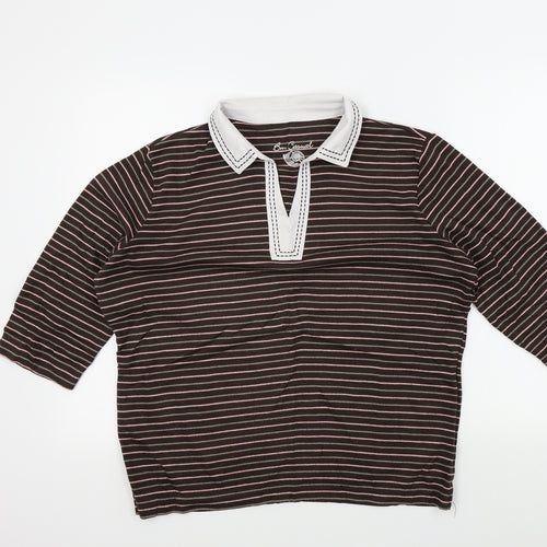 BM casual Womens Brown Striped  Pullover Jumper Size L