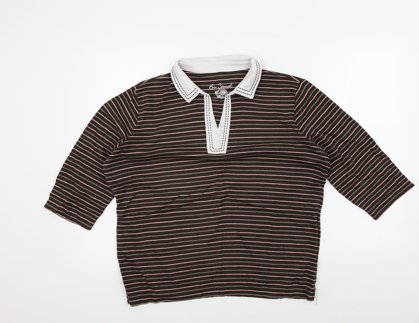 BM casual Womens Brown Striped  Pullover Jumper Size L