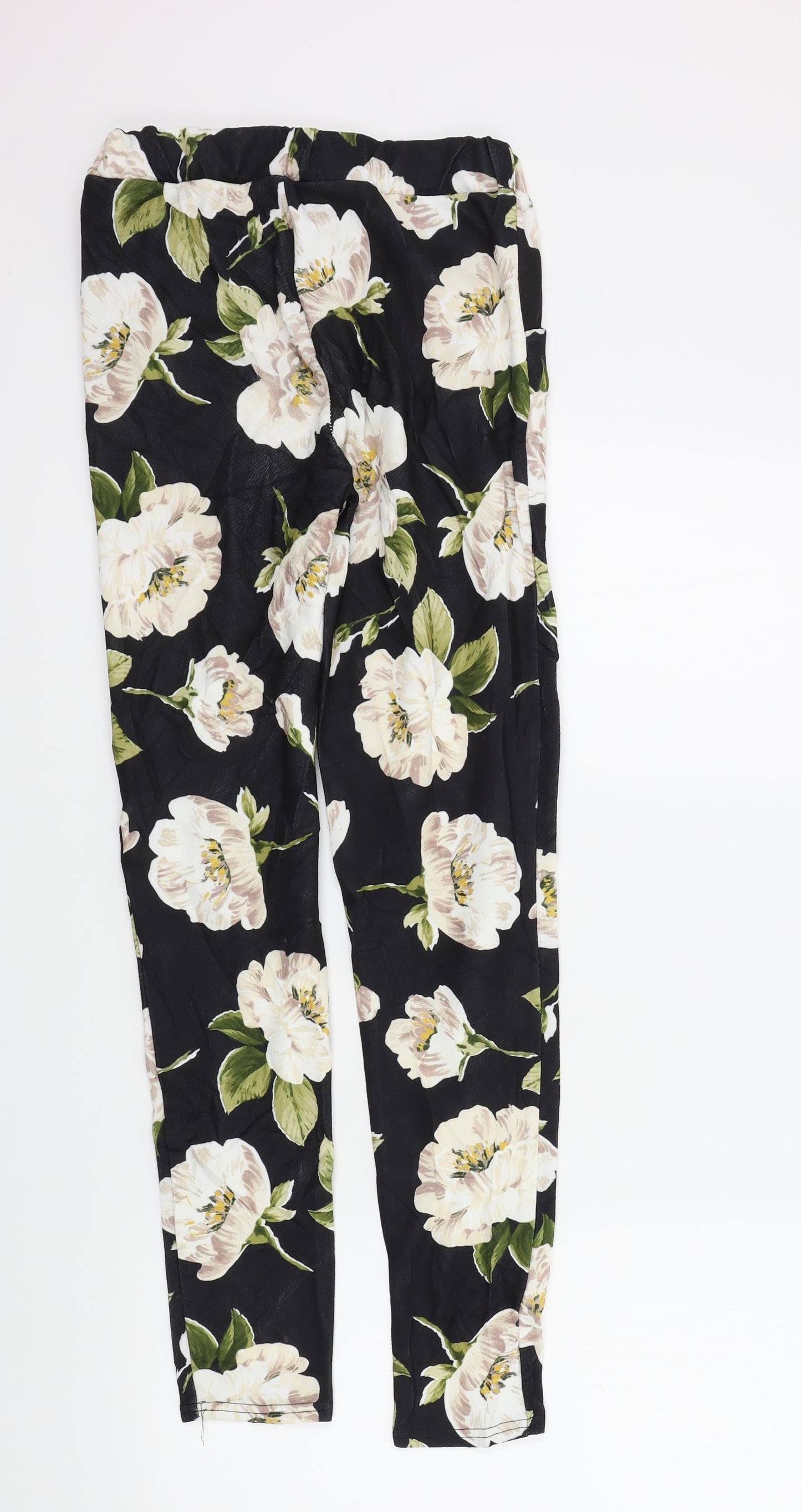 Boohoo Womens Black Floral  Trousers  Size 10 L28 in