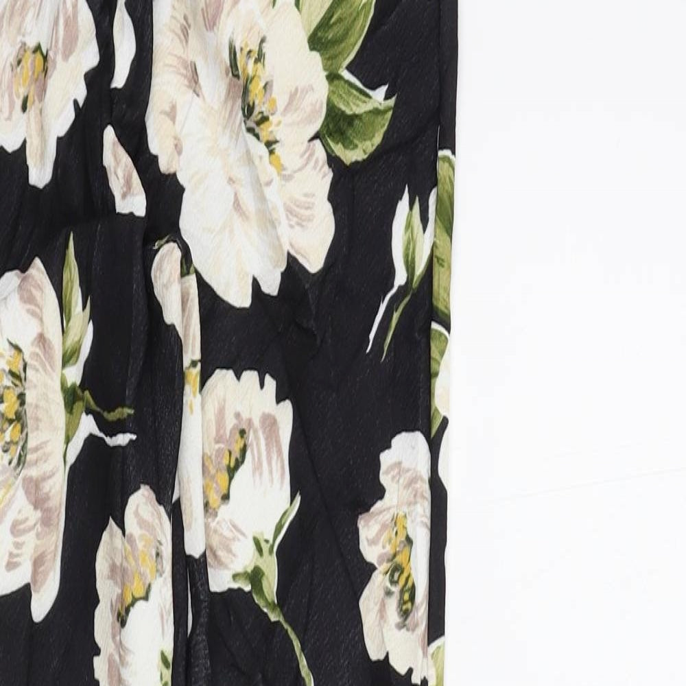 Boohoo Womens Black Floral  Trousers  Size 10 L28 in