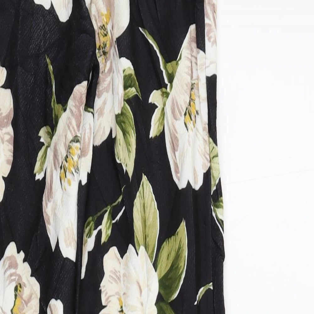 Boohoo Womens Black Floral  Trousers  Size 10 L28 in