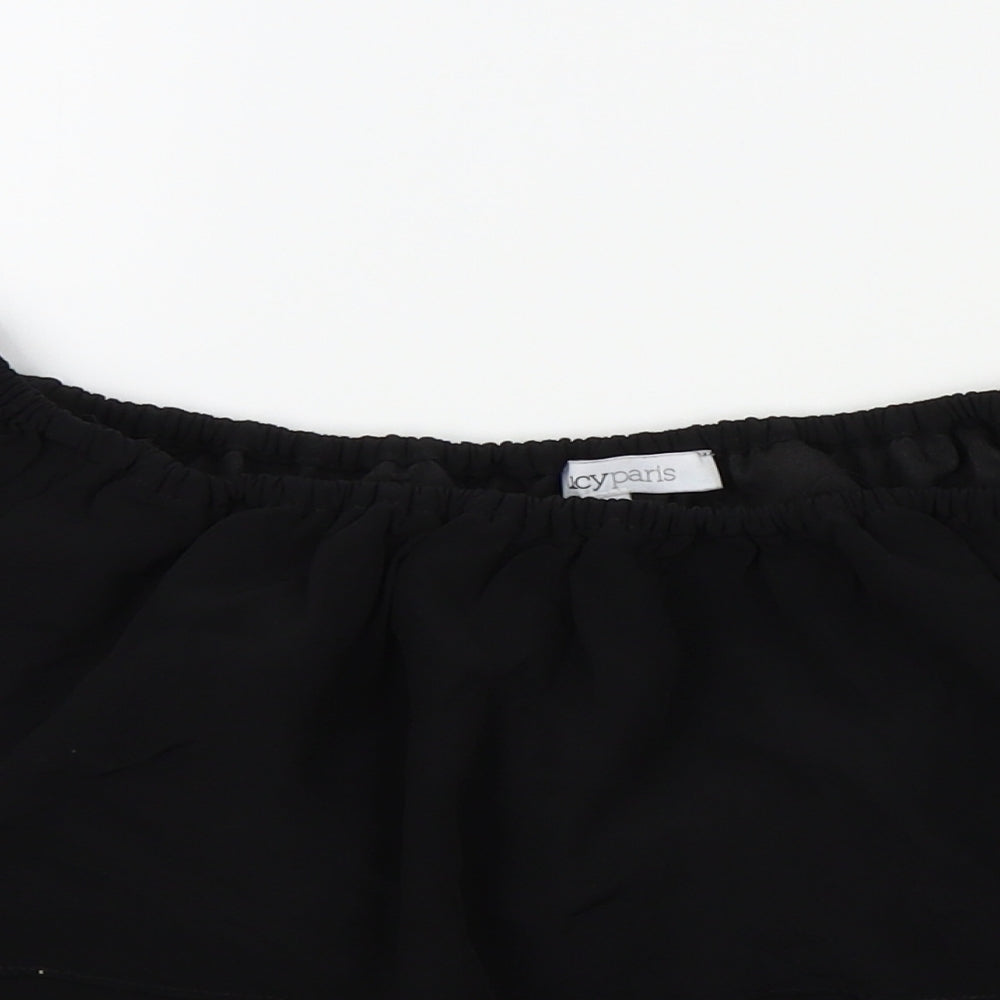 Lucy Paris Womens Black Colourblock  Basic Blouse Size M