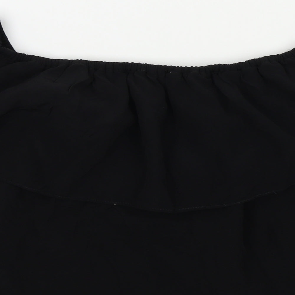 Lucy Paris Womens Black Colourblock  Basic Blouse Size M