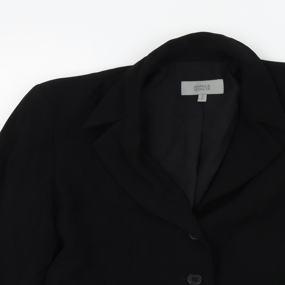 M&S Womens Black Striped  Jacket  Size 8