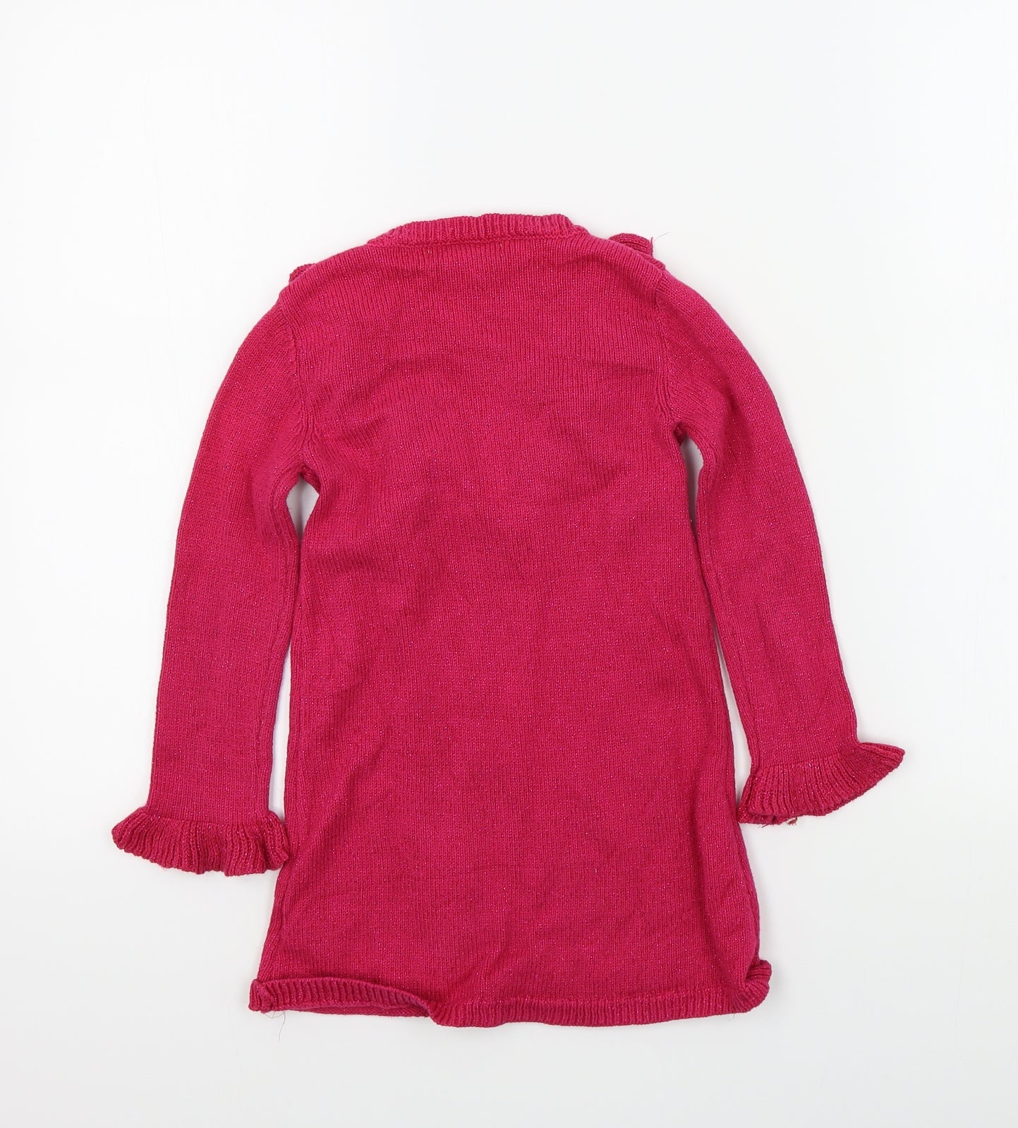 Nula Bug Girls Pink   Pullover Jumper Size 4 Years  - Frill Detail
