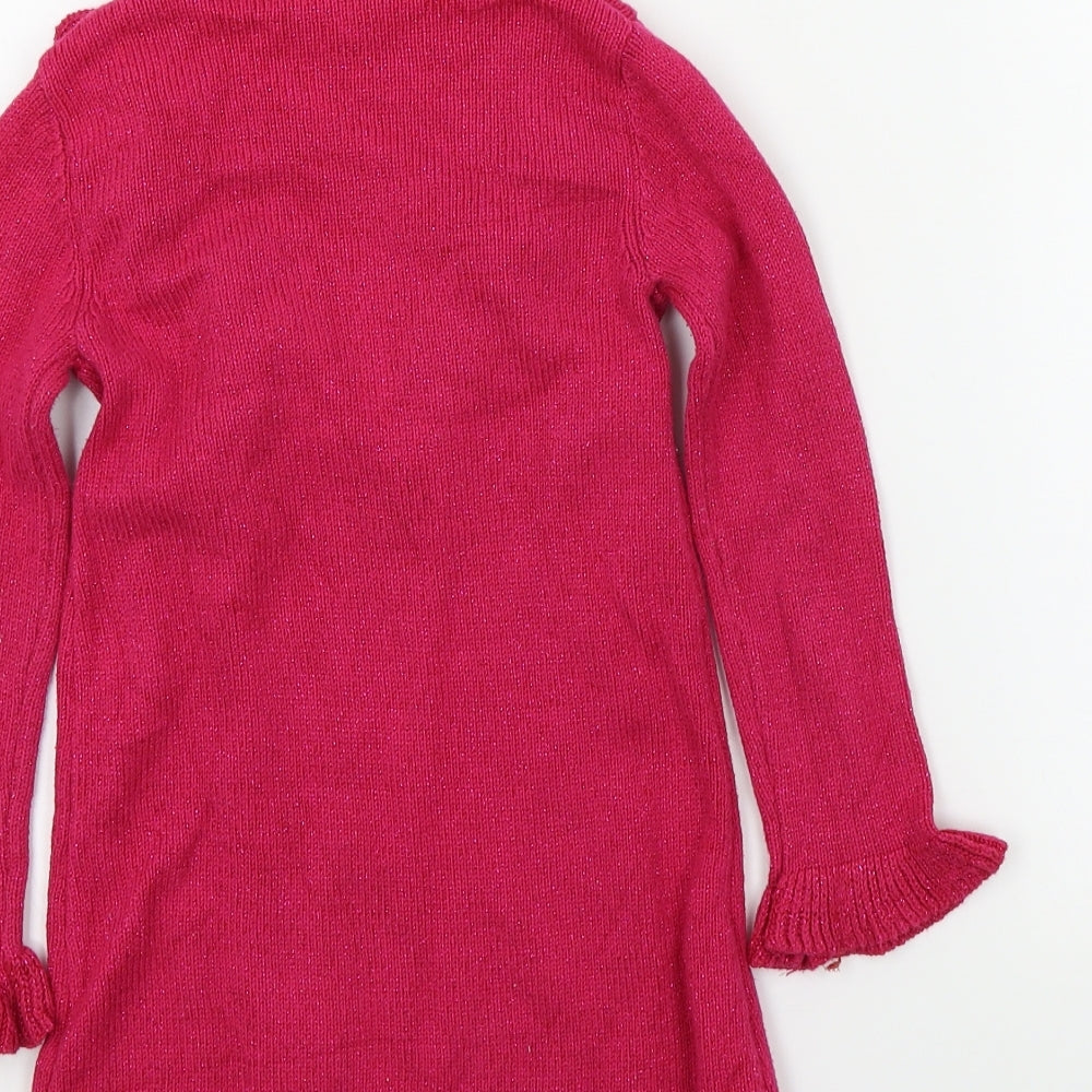 Nula Bug Girls Pink   Pullover Jumper Size 4 Years  - Frill Detail