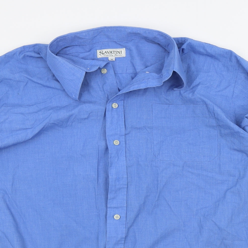Savatini Mens Blue Colourblock   Button-Up Size 18