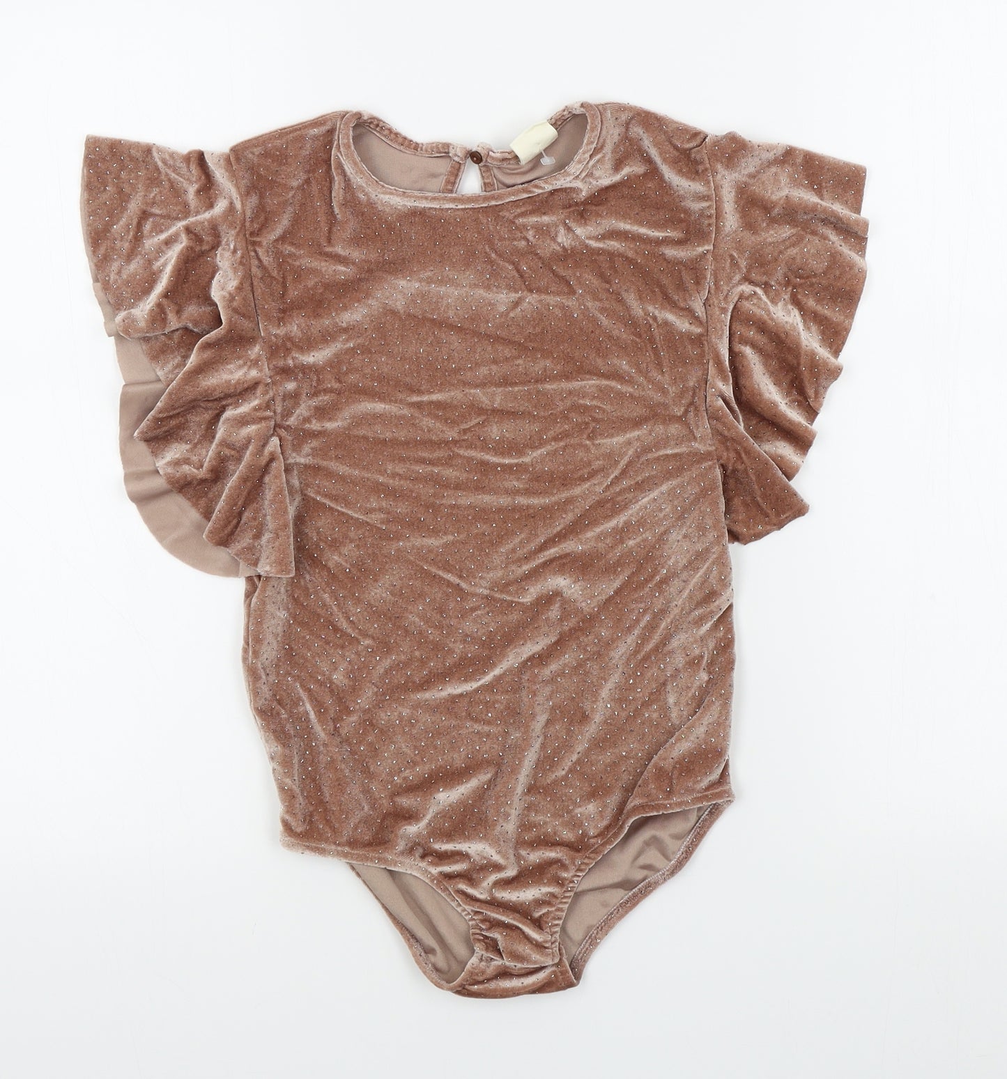 Zara Girls Gold Colourblock  Bodysuit One-Piece Size 11-12 Years  - sparkle detail