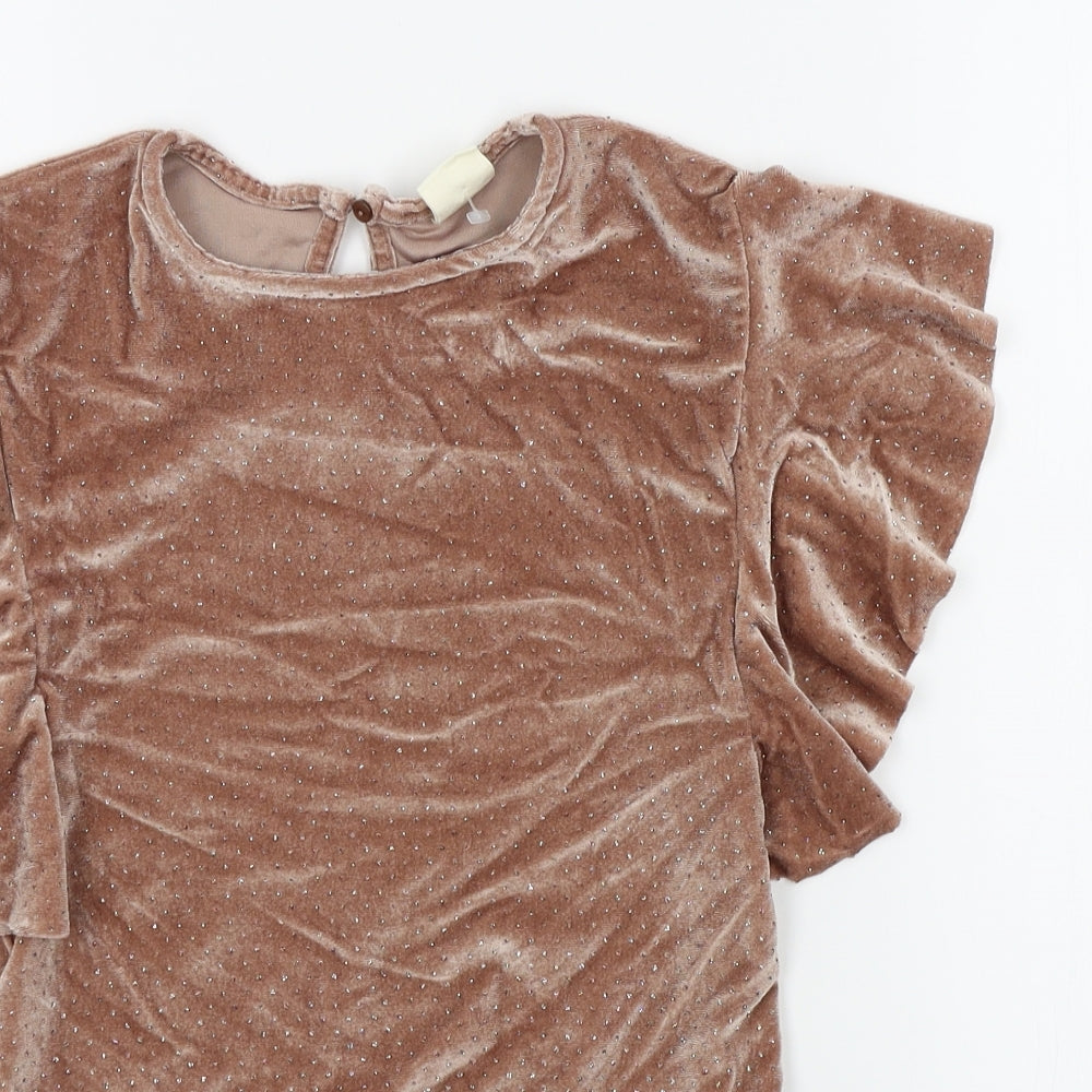 Zara Girls Gold Colourblock  Bodysuit One-Piece Size 11-12 Years  - sparkle detail