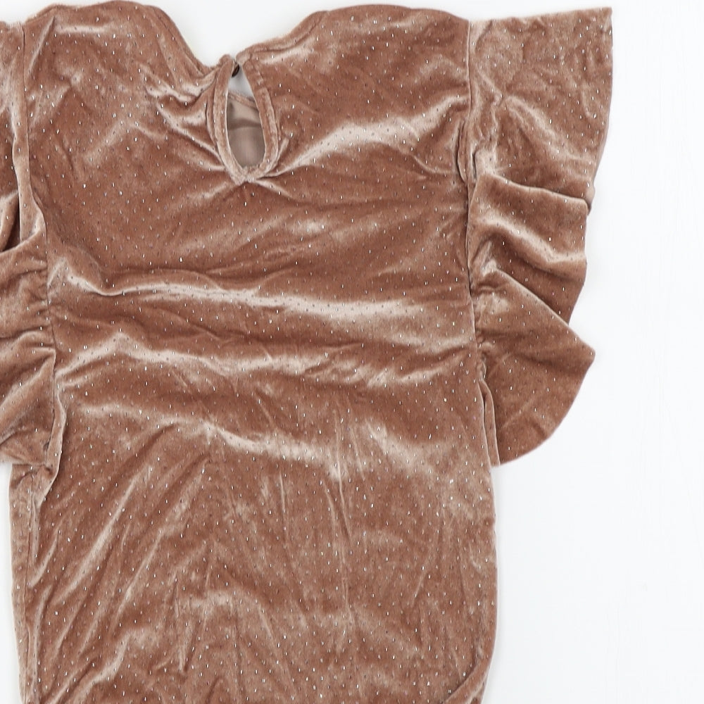 Zara Girls Gold Colourblock  Bodysuit One-Piece Size 11-12 Years  - sparkle detail