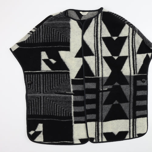 m&s Womens Black Geometric  Jacket Poncho Size 10