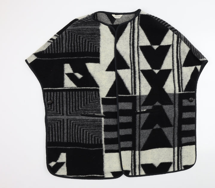 m&s Womens Black Geometric Jacket Poncho Size 10