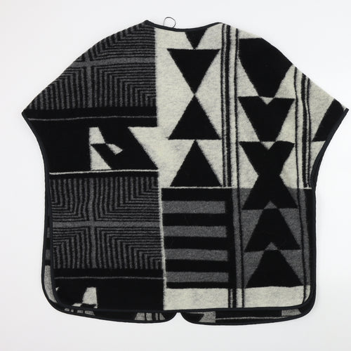 m&s Womens Black Geometric  Jacket Poncho Size 10