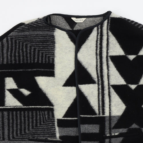 m&s Womens Black Geometric  Jacket Poncho Size 10