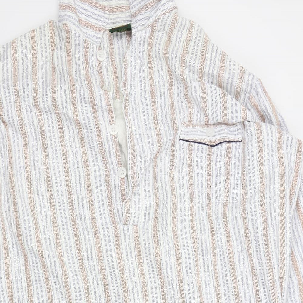 Champion Mens Beige Striped   Button-Up Size 2XL