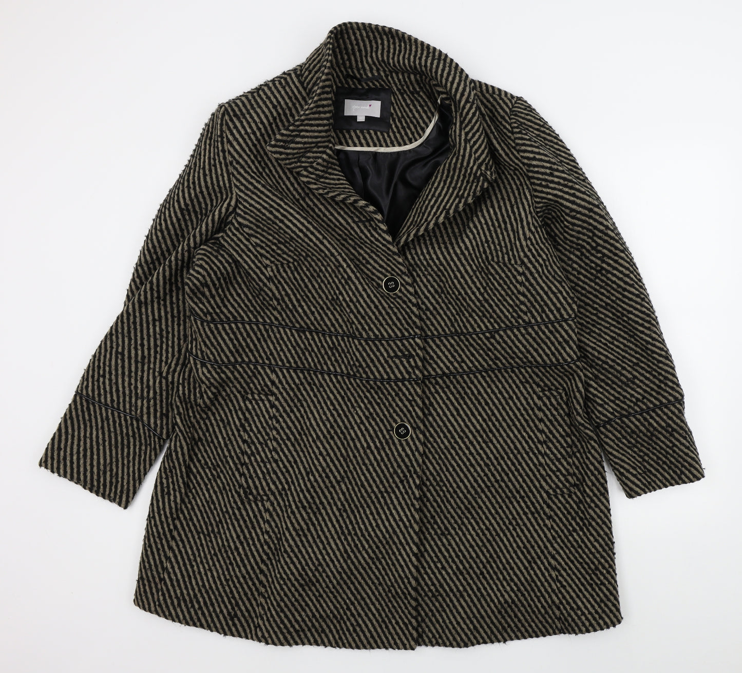 M&S Womens Brown Striped  Jacket Coat Size 22