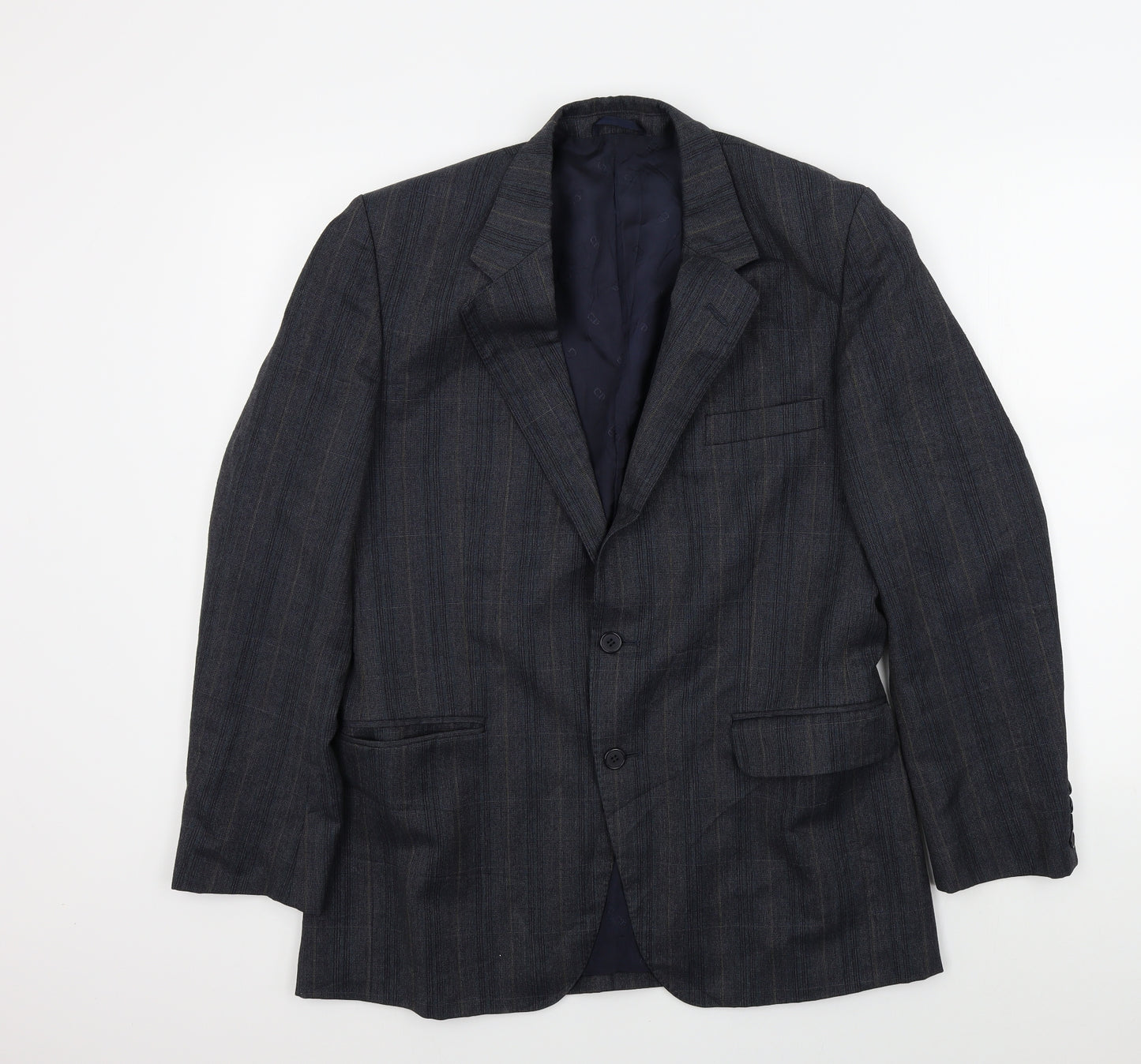 Christian Dior Mens Blue Striped  Jacket Suit Jacket Size L