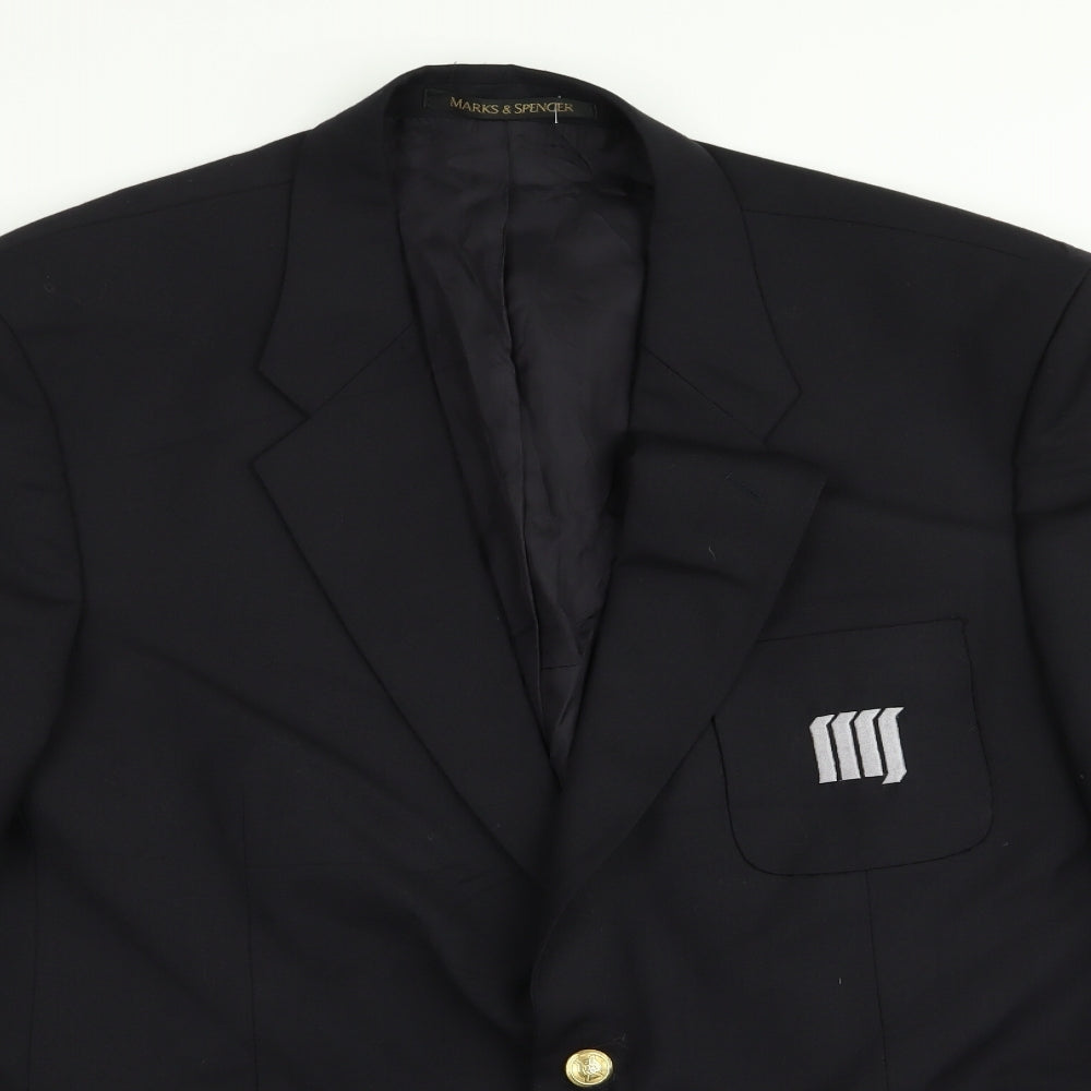 M&s Mens Black   Jacket Blazer Size 44