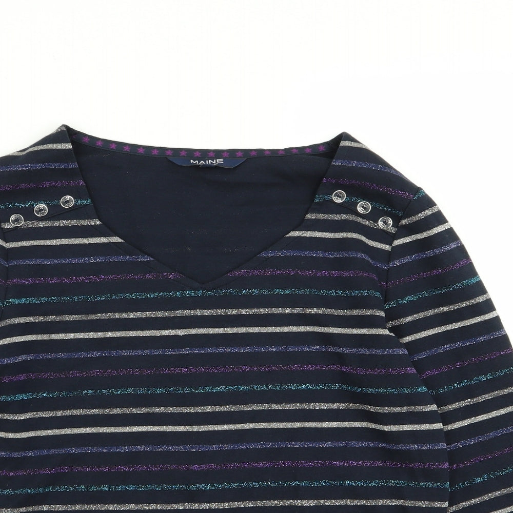Maine Womens Multicoloured Striped  Basic T-Shirt Size 14