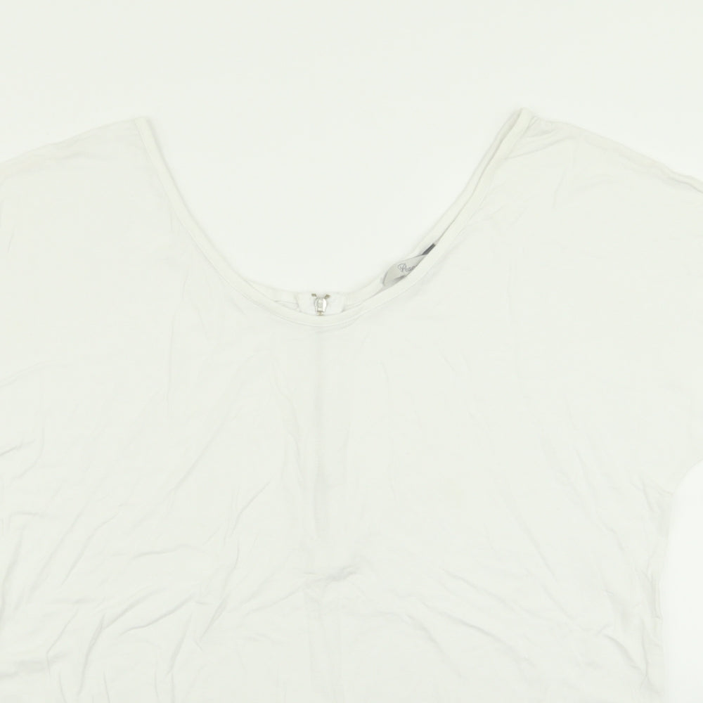 Peacocks Womens White   Basic T-Shirt Size 14