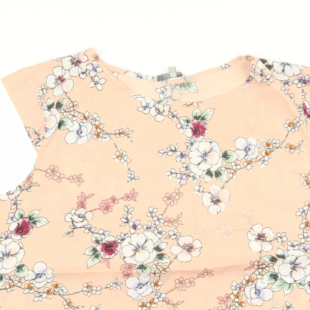 Peacocks Womens Pink Floral  Basic Tank Size 16