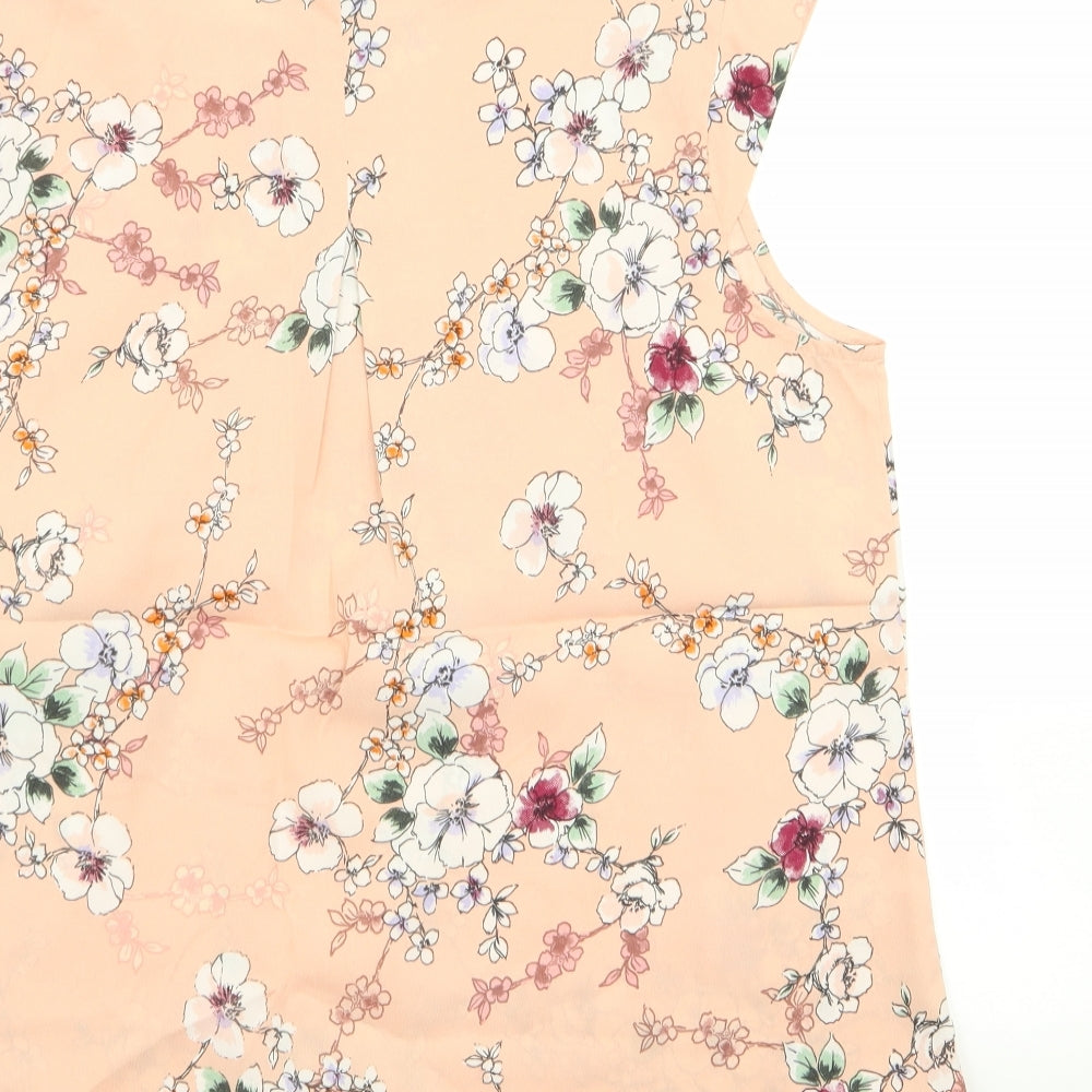 Peacocks Womens Pink Floral  Basic Tank Size 16