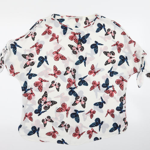 Asda George Womens White   Basic Blouse Size 16  - Butterfly Print