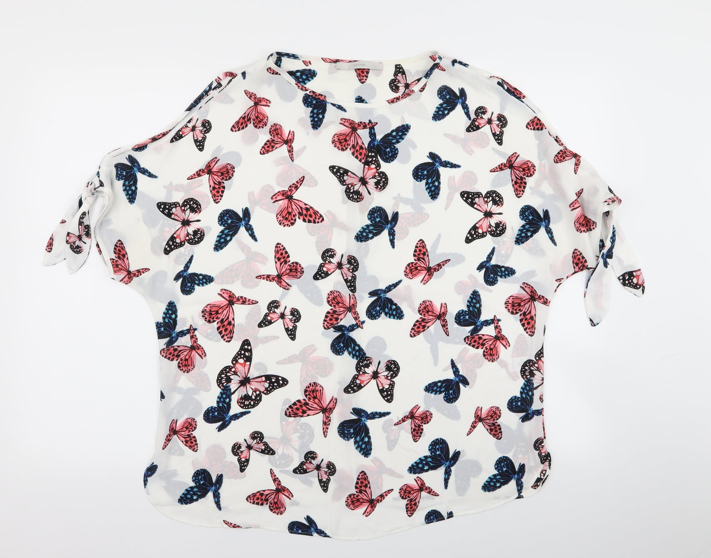 Asda George Womens White   Basic Blouse Size 16  - Butterfly Print