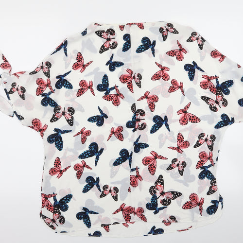 Asda George Womens White   Basic Blouse Size 16  - Butterfly Print