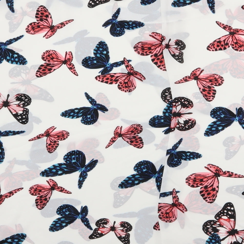 Asda George Womens White   Basic Blouse Size 16  - Butterfly Print