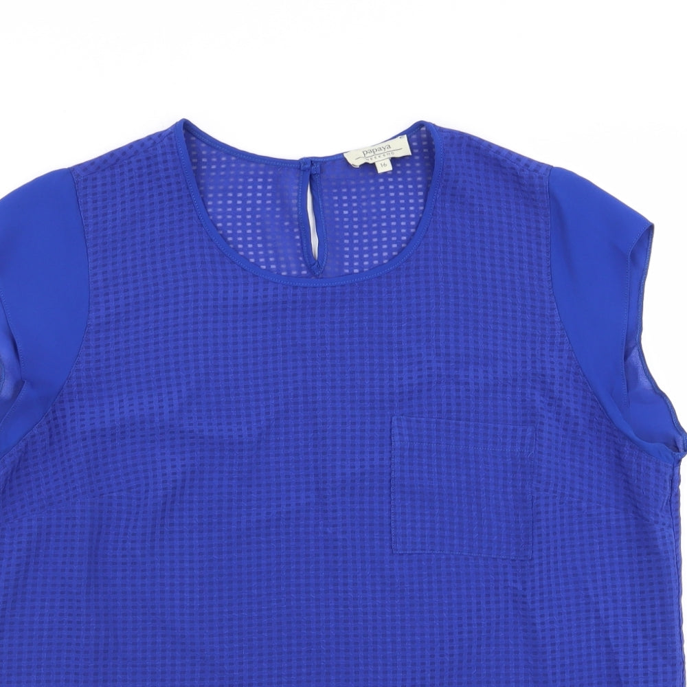 Papaya Womens Blue   Basic Blouse Size 16