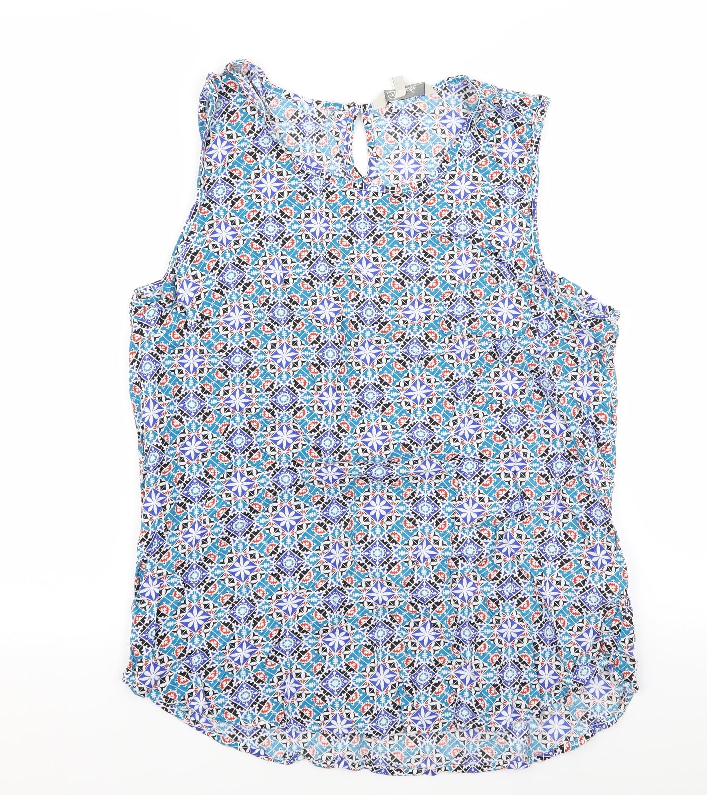 Peacocks Womens Multicoloured Geometric  Basic Tank Size 14